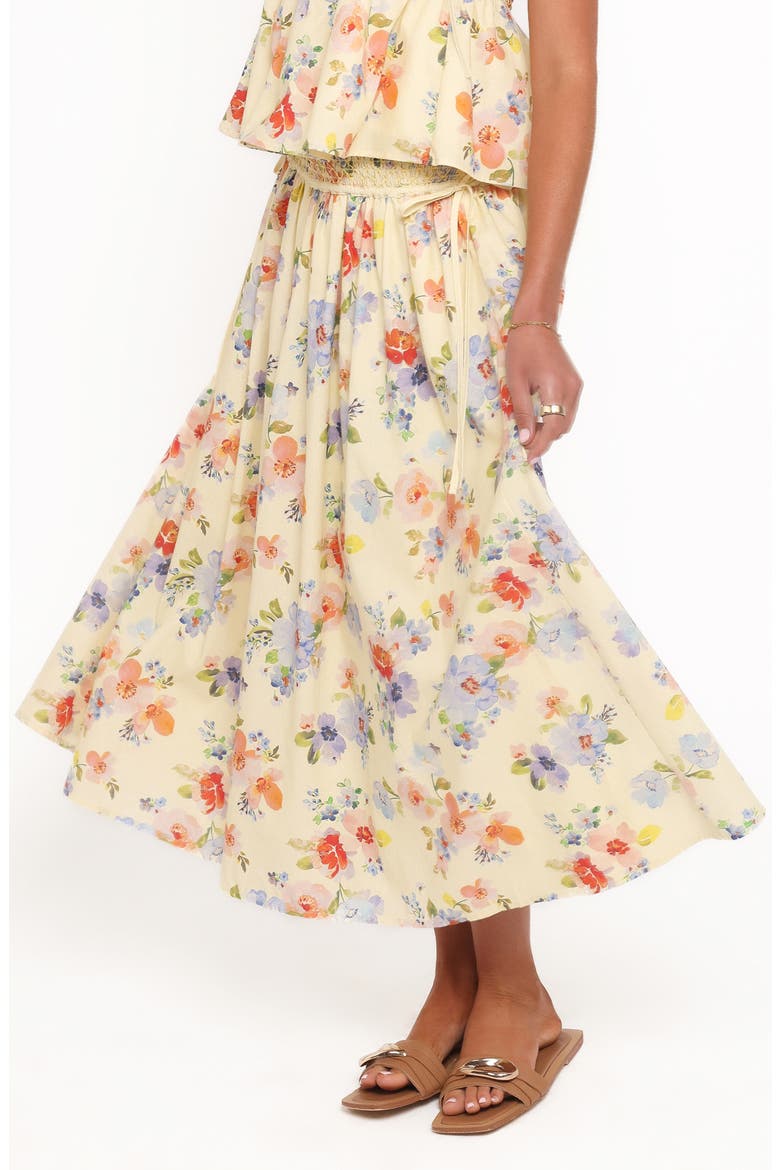 Saskia Floral Print Maxi Skirt, Alternate, color, LEMON FLORAL