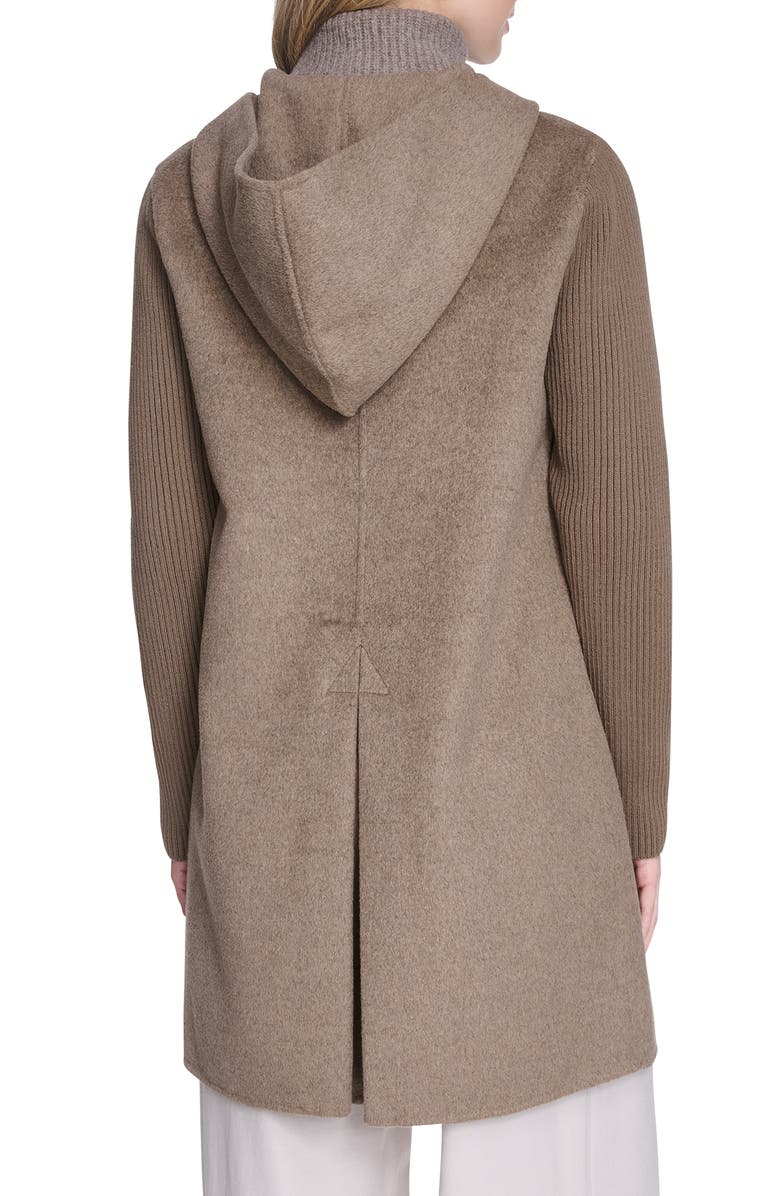 Kenneth Cole New York Double Face Wool Blend Hooded Coat, Alternate, color, Nutmeg