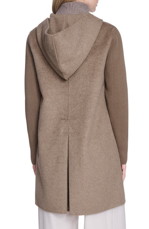 Kenneth Cole New York Double Face Wool Blend Hooded Coat In Brown
