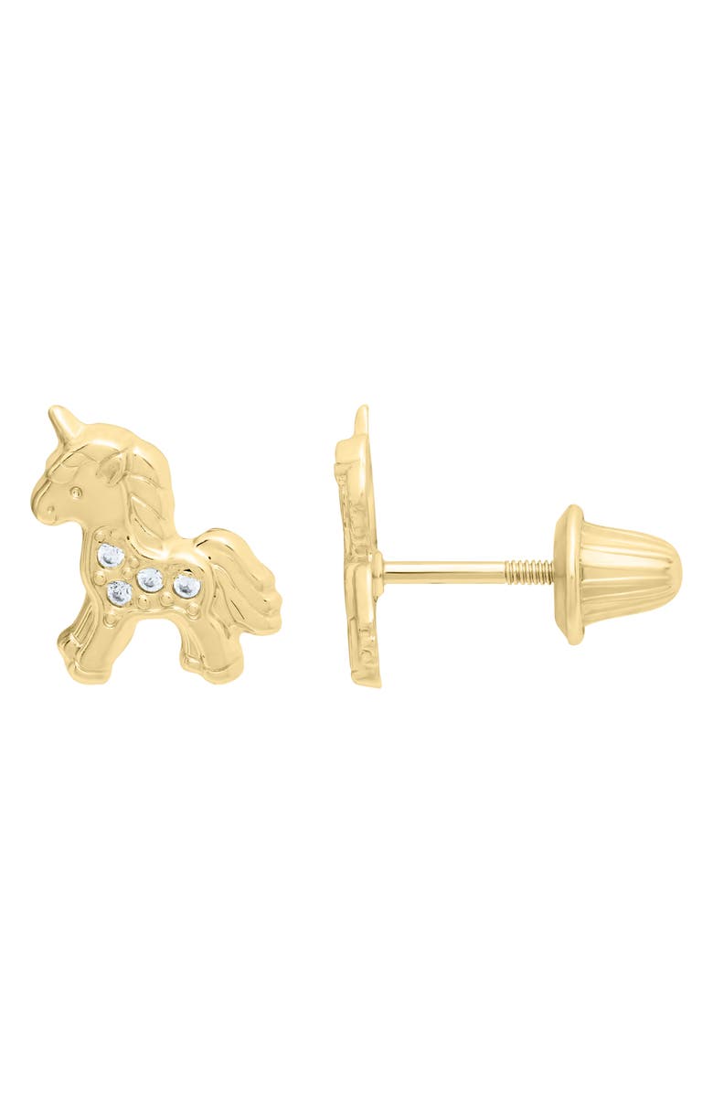 Mignonette Kids' Unicorn Stud Earrings, Main, color, Gold