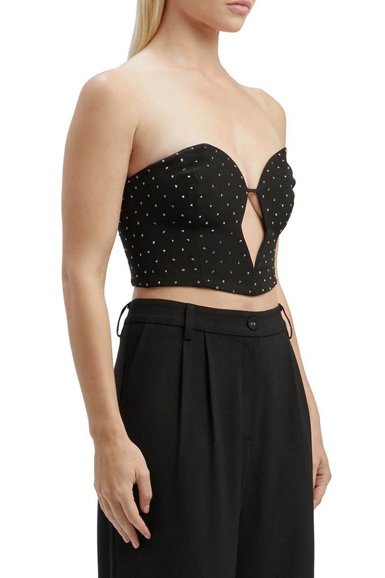 Eleni Embellished Strapless Velvet Corset Crop Top, Alternate, color, BLACK SEQUIN