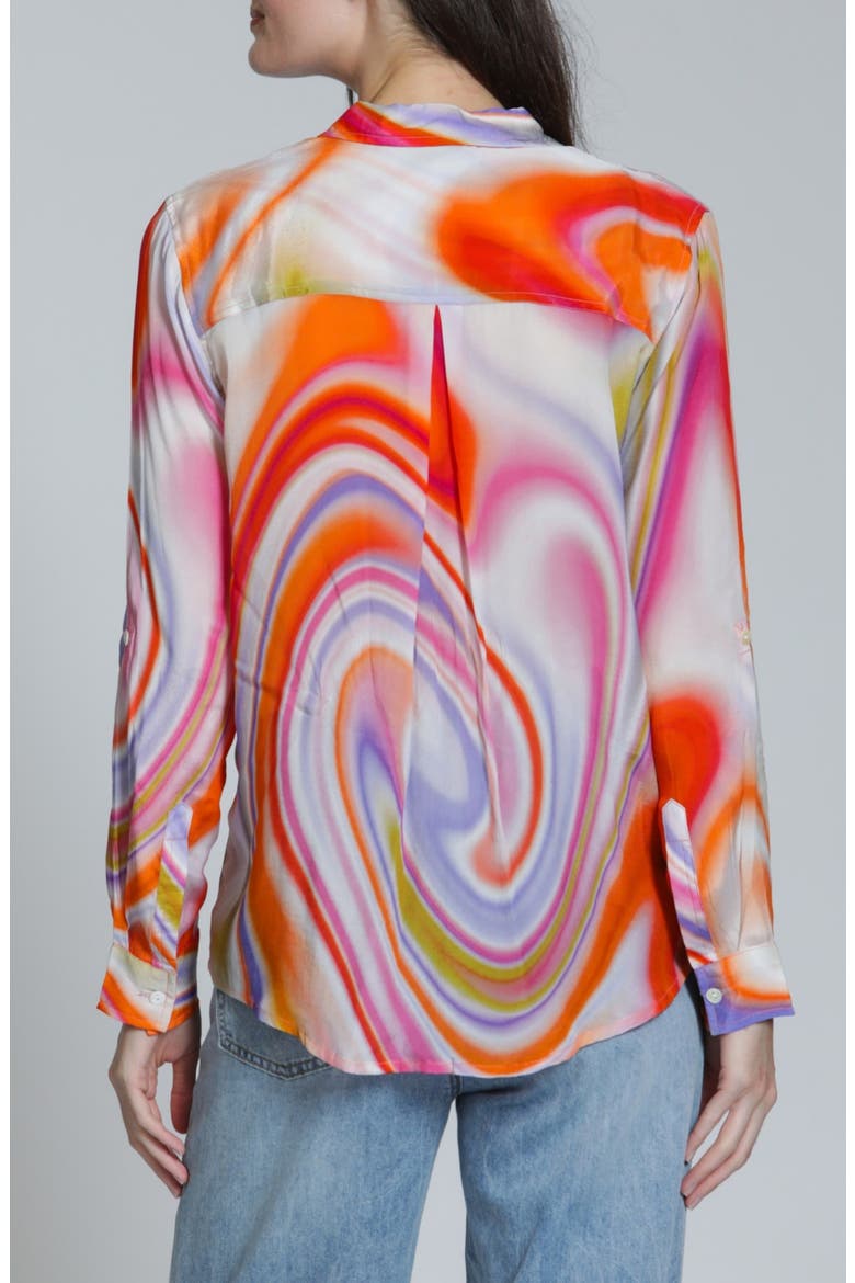 Print Button-Up Shirt, Alternate, color, ORANGE MULTI