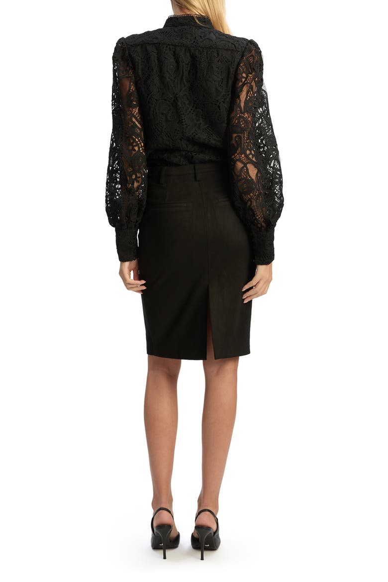 Phenix Faux Suede Pencil Skirt, Alternate, color, BLACK
