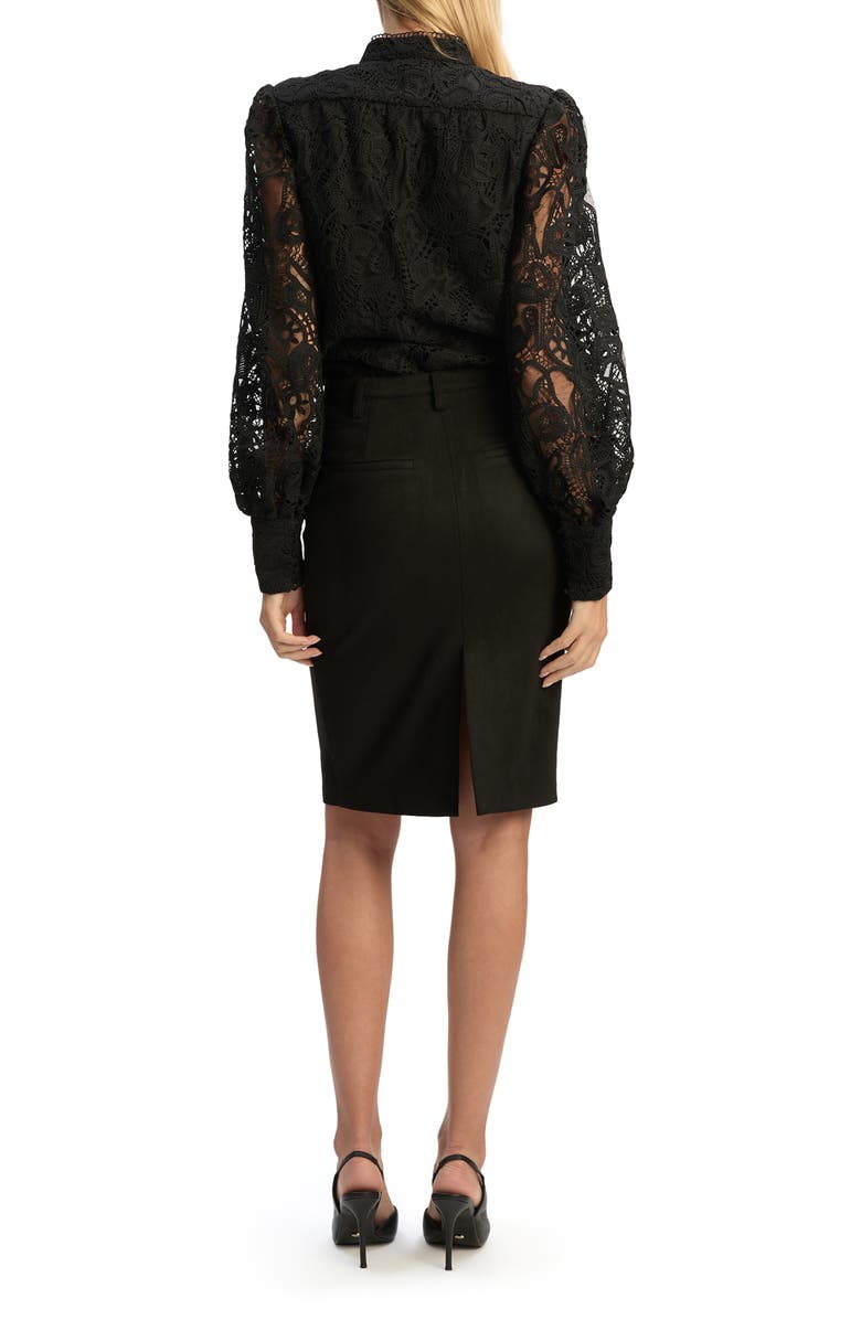 Bardot Phenix Faux Suede Pencil Skirt, Alternate, color, Black