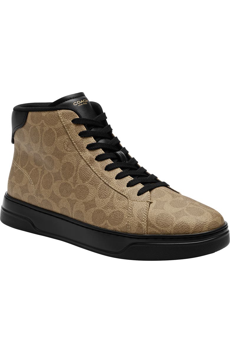 COACH High Line Signature High Top Sneaker, Main, color, Khaki Black
