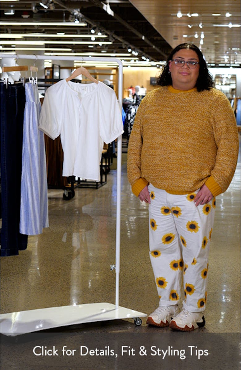 Puff Sleeve Linen Blend Button-Up Shirt, sales video thumbnail