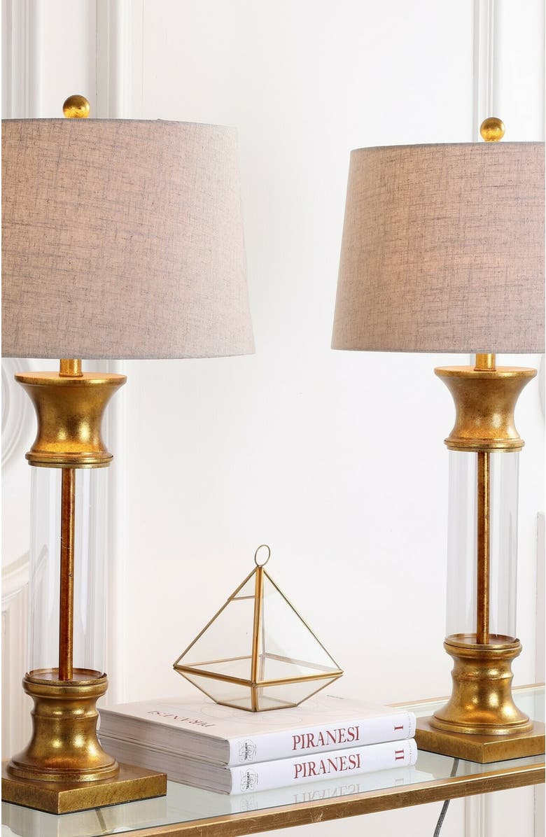 JONATHAN Y Hunter 32" Metal/Glass LED Table Lamp, Alternate, color, Gold/Clear