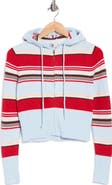 Madden Girl Striped Zip-Up Hooded Cardigan