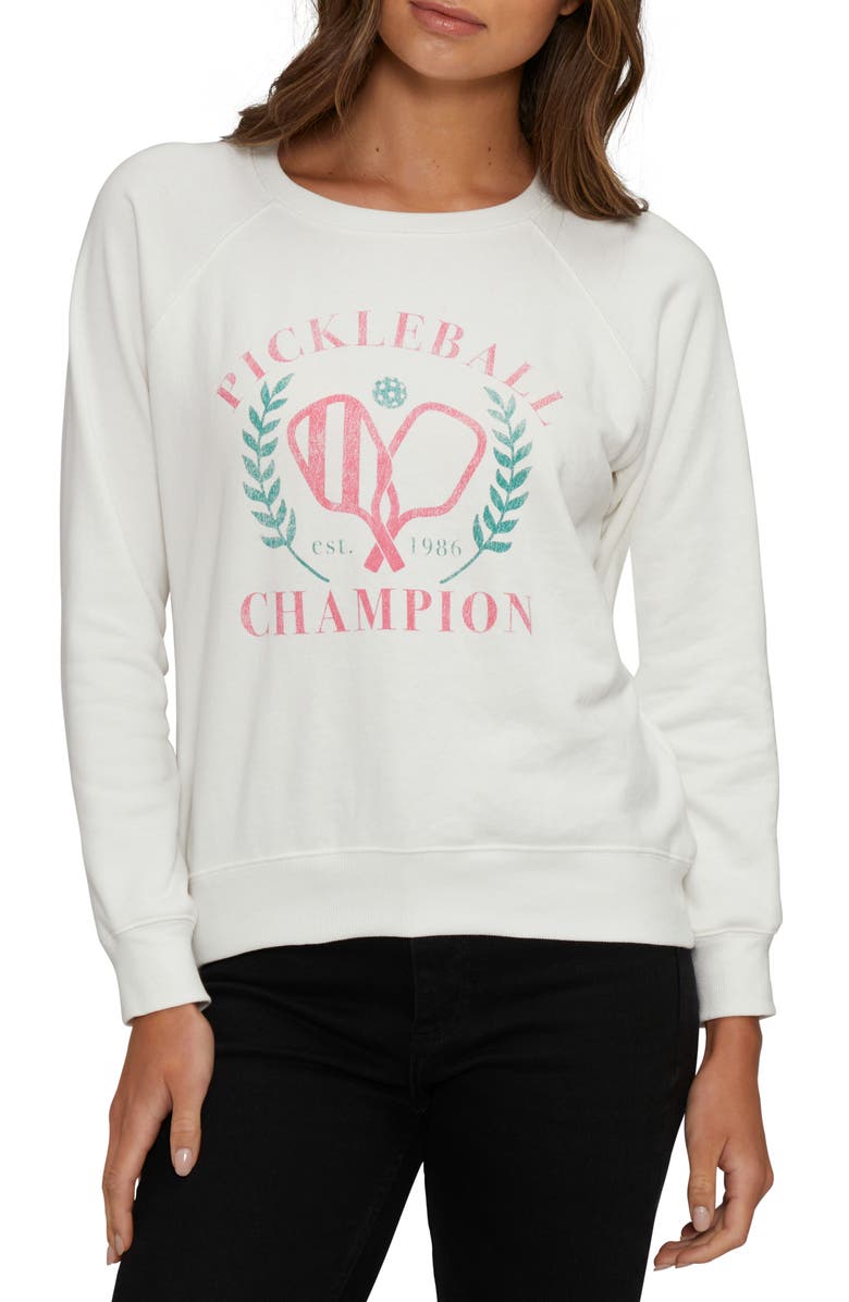 Wildfox Pickleball Champion Keely Graphic Sweatshirt, Main, color, Snow White