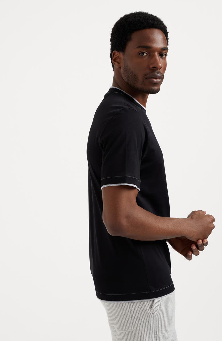 Brunello Cucinelli T-shirt with faux-layering, Alternate, color, 