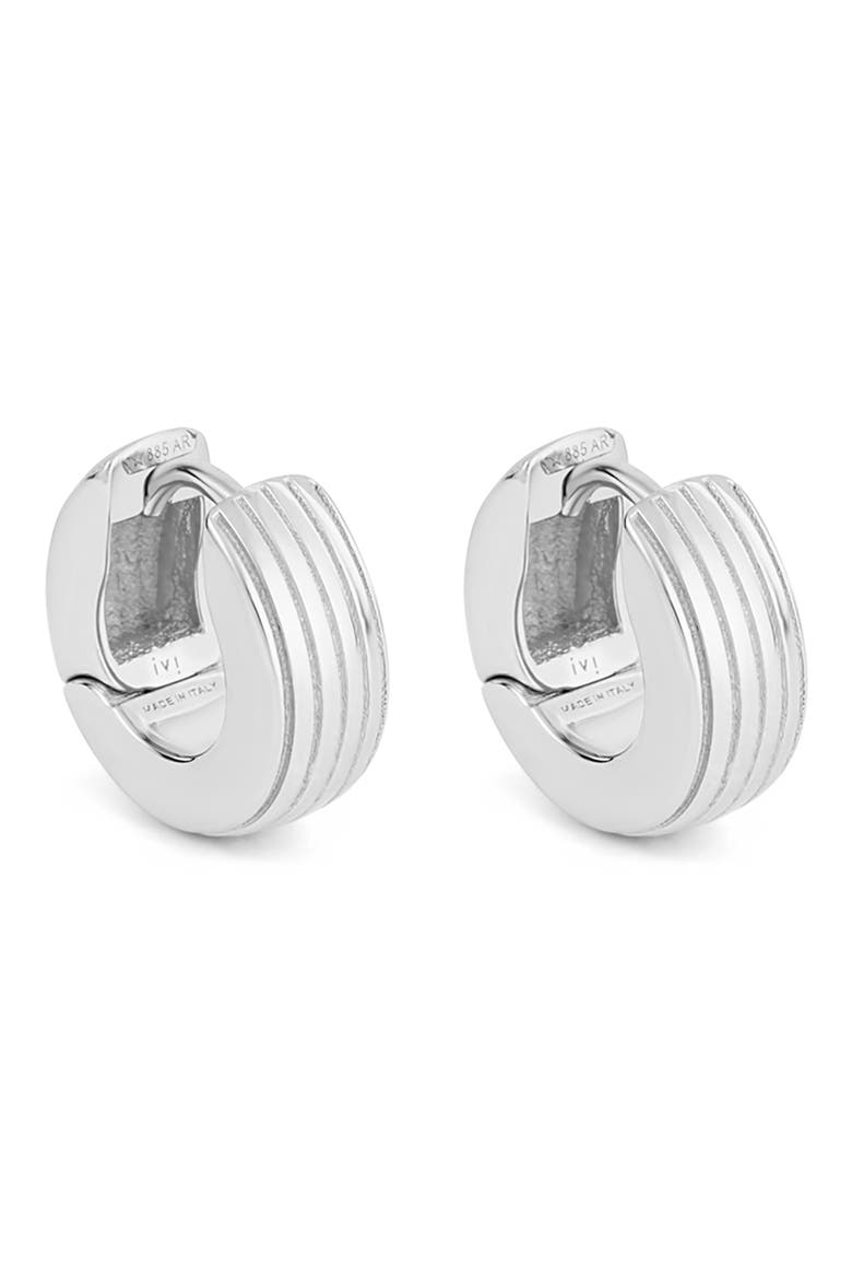 Slim Aurelia Huggie Hoop Earrings, Main, color, SILVER