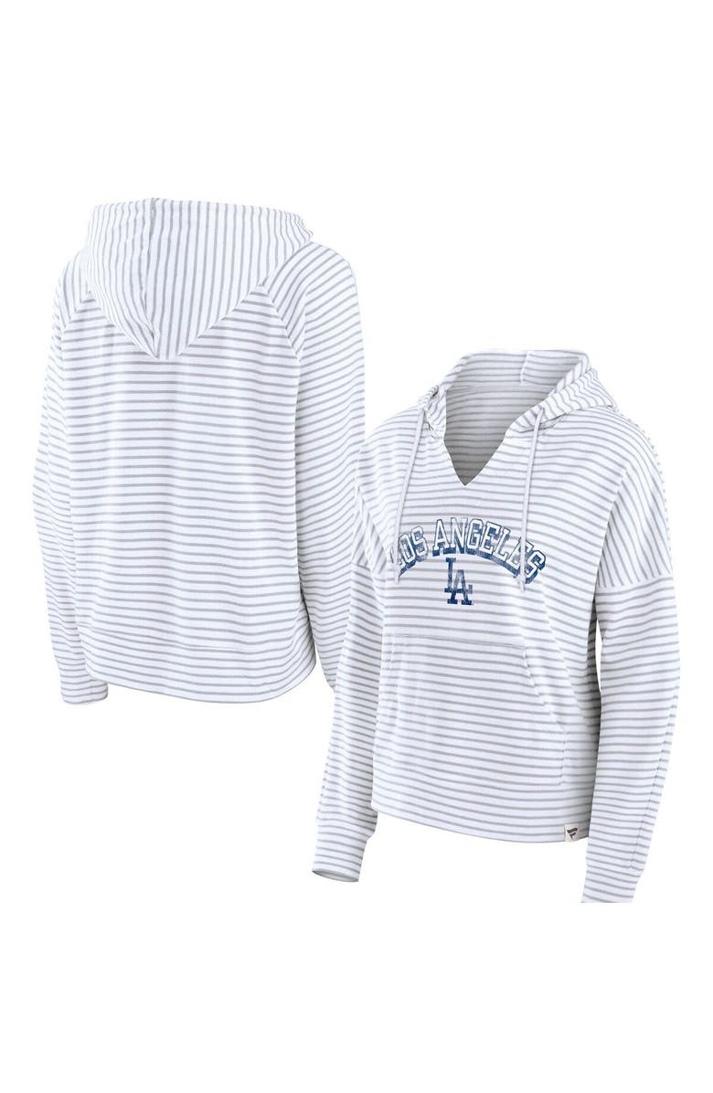 FANATICS Women's Fanatics Branded White Los Angeles Dodgers Striped Arch Pullover Hoodie, Main, color, 