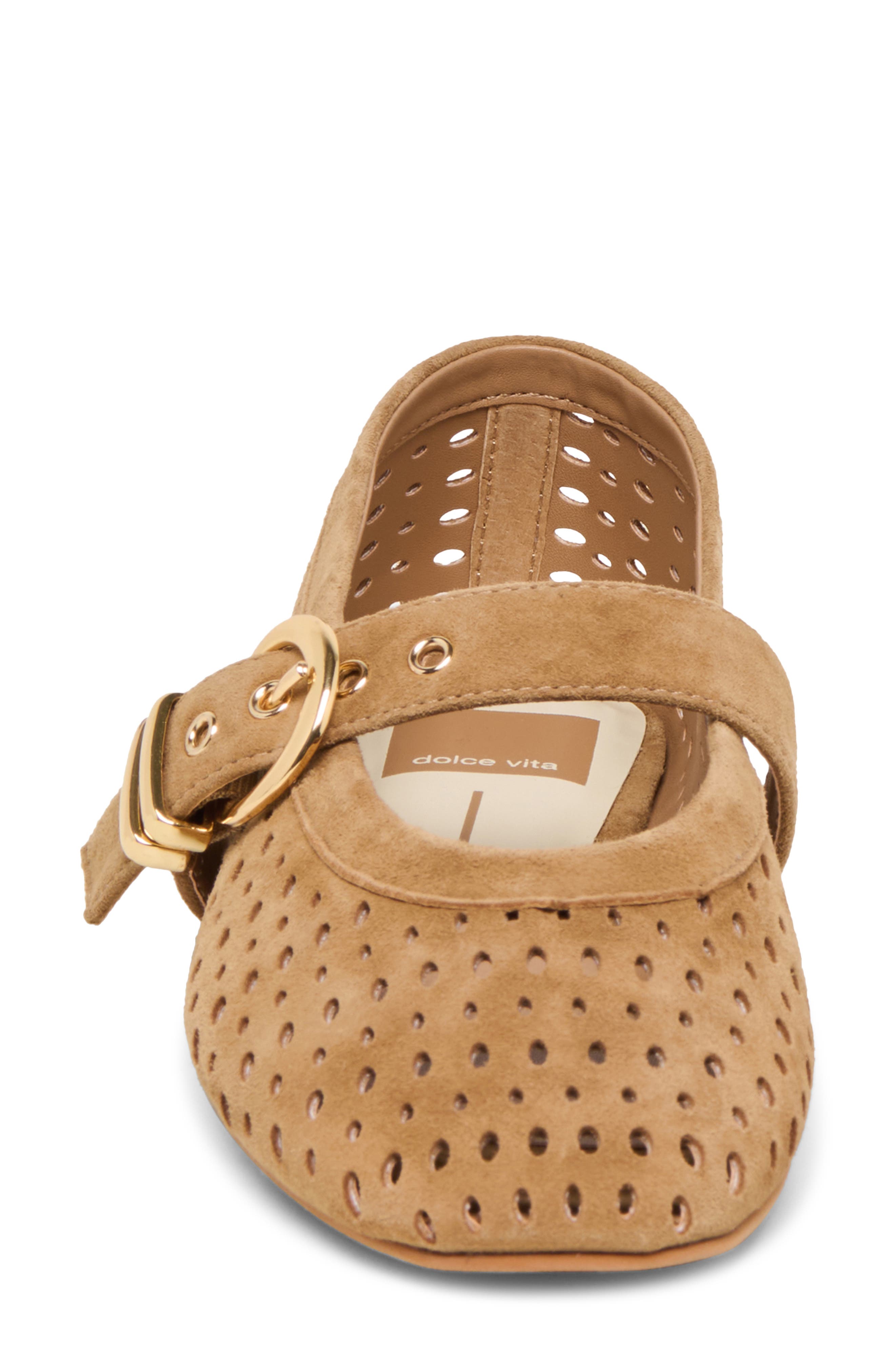 Dolce Vita Mikel Mary Jane Flat, Alternate, color, Light Brown Perforrated Suede