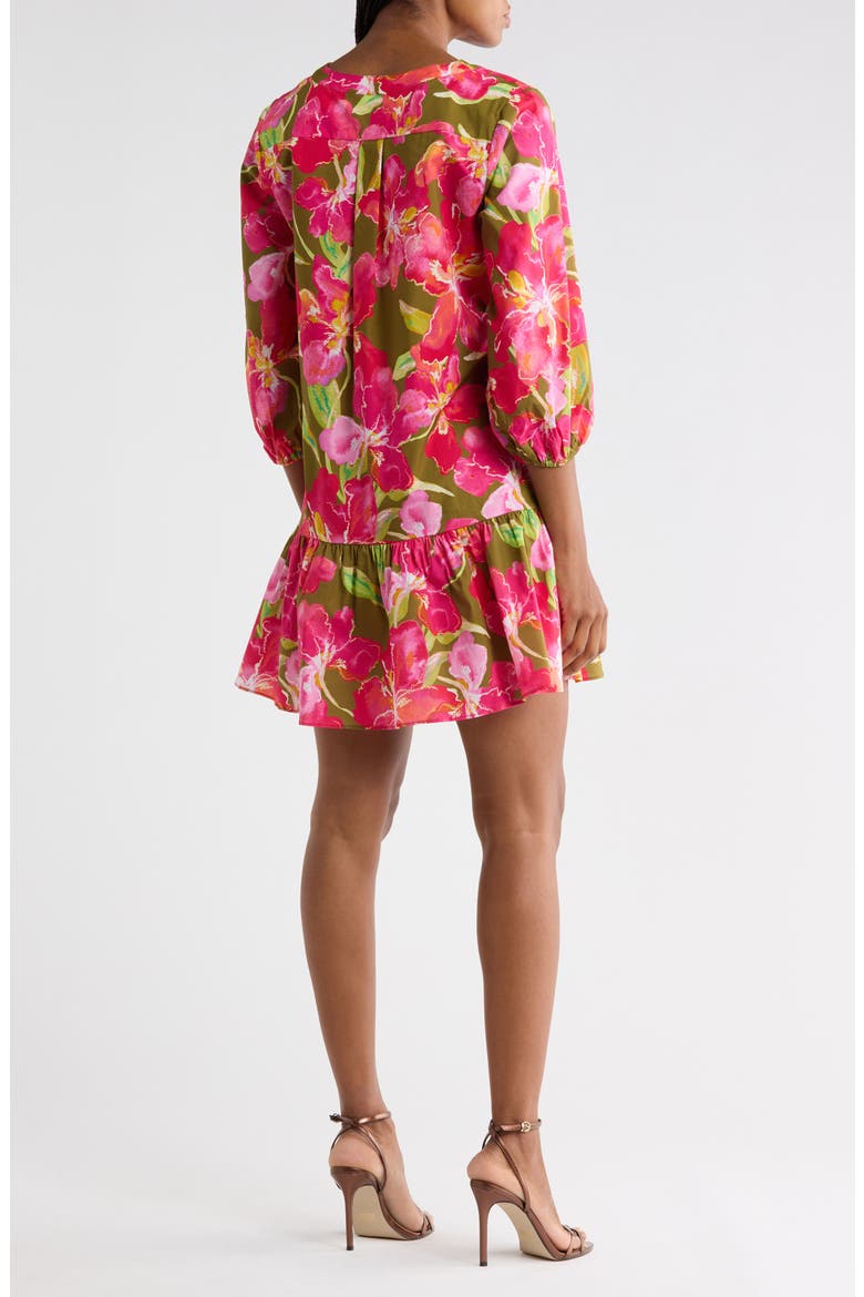Tamia Long Sleeve Dress, Alternate, color, OLIVE MULTI WATERCOLOR ORCHIDS
