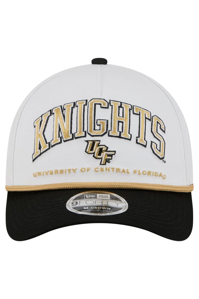 Men's New Era White/Black UCF Knights Arch Two-Tone Rope 9FORTY A-Frame M-Crown Adjustable Hat, Alternate, color, White