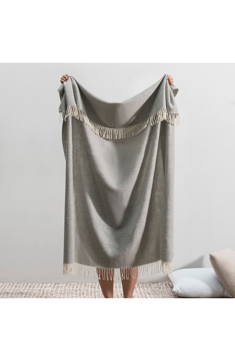 Lands Downunder Herringbone Cashmere Throw, Alternate, color, Silver