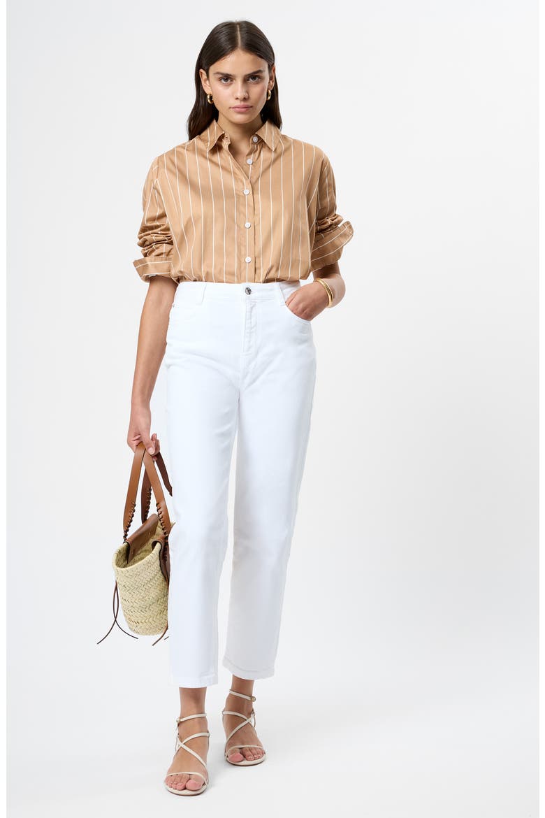 Alexis Stripe Cotton Poplin Button-Up Shirt, Alternate, color, MACCHIATO