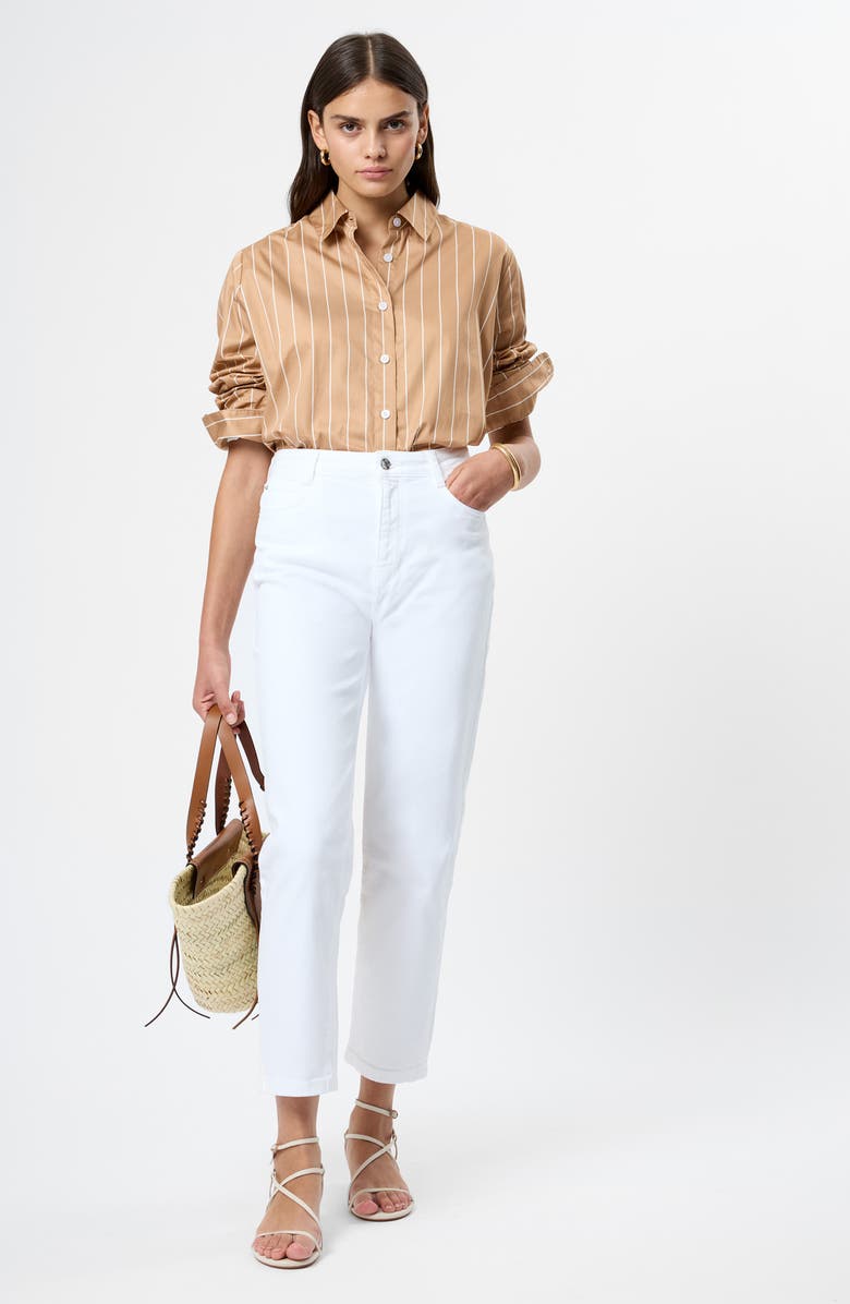 French Connection Alexis Stripe Cotton Poplin Button-Up Shirt, Alternate, color, Macchiato