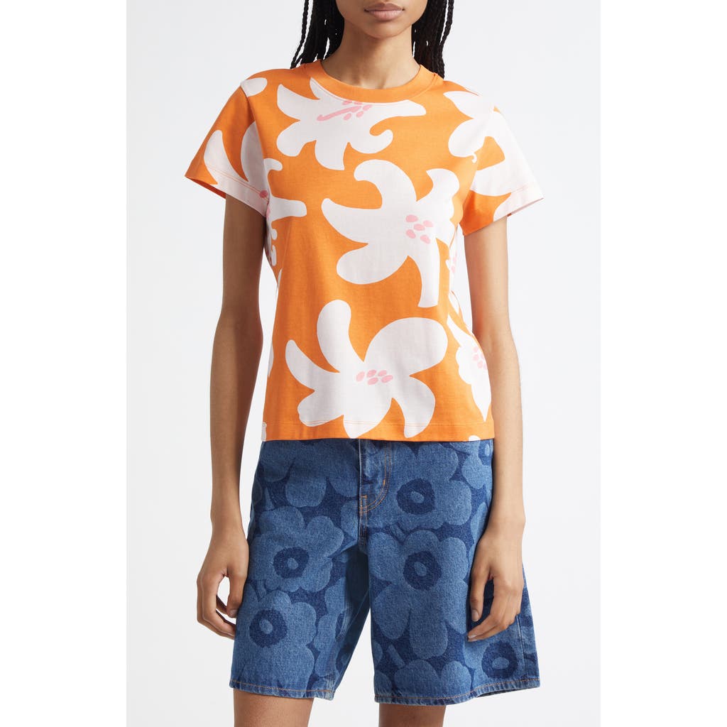 Marimekko Heleys Villinarsissi T-shirt In Orange