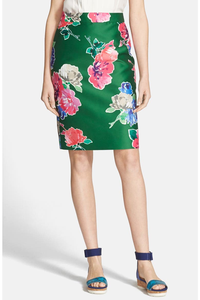 'blooms marit' pencil skirt, Alternate, color, LUCKY GREEN
