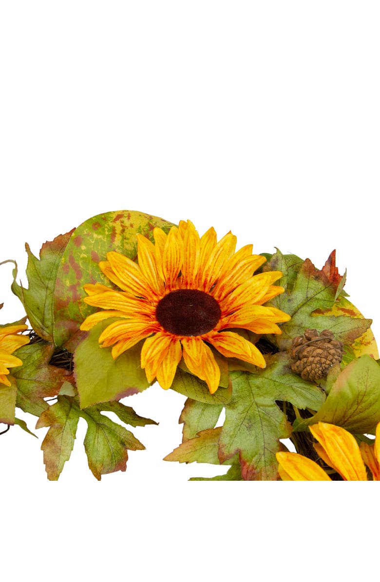 Northlight Yellow Sunflower and Pine Cone Artificial Fall Harvest Wreath - 24 inch, Unlit, Alternate, color, 