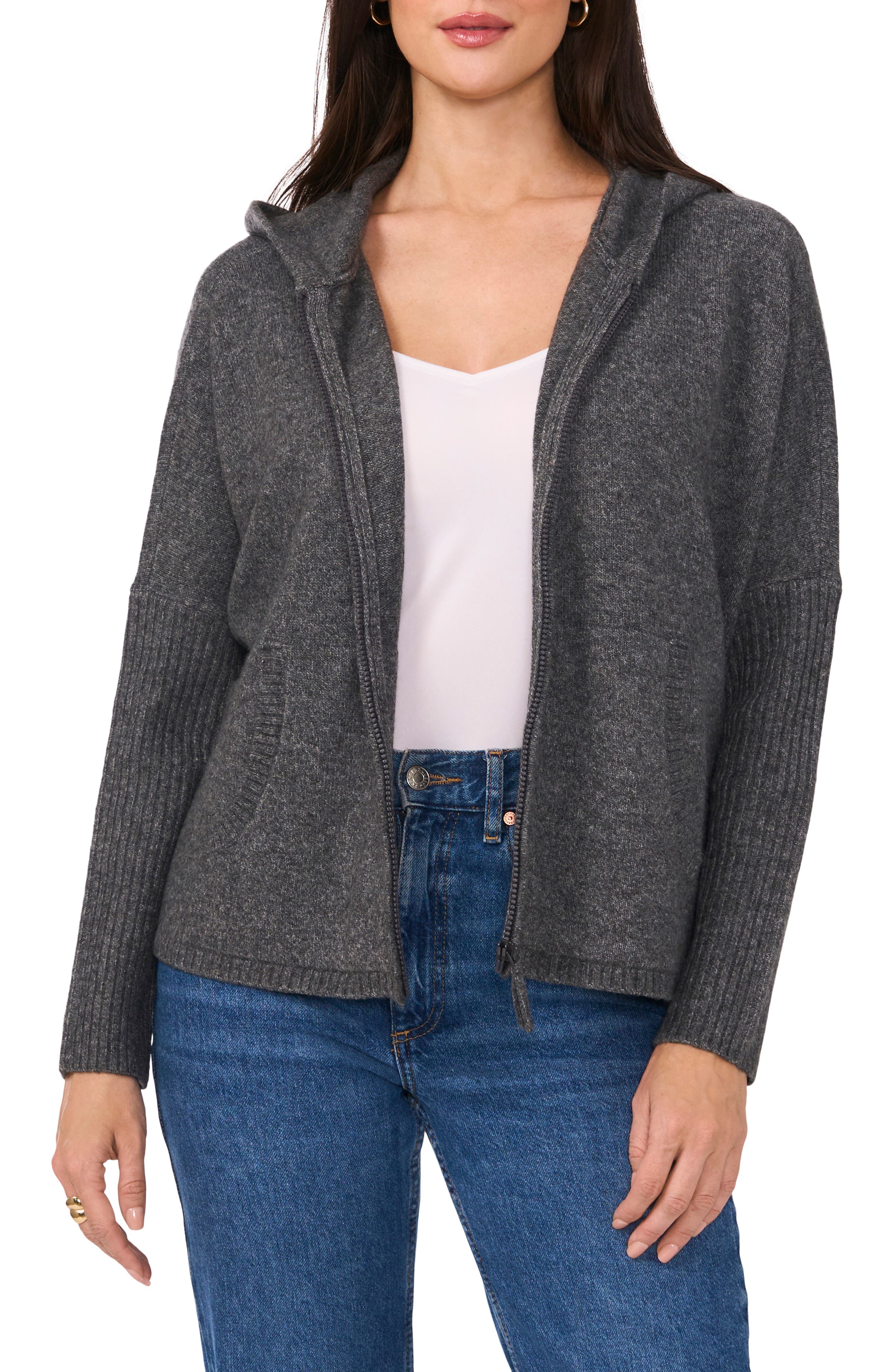Vince Camuto Hooded Sweater in Medium Heather Grey 