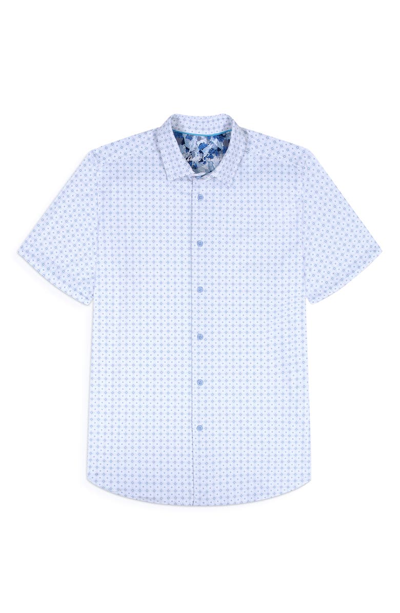 Robert Graham Brompton Knit Short Sleeve Button-Up Shirt, Alternate, color, Blue