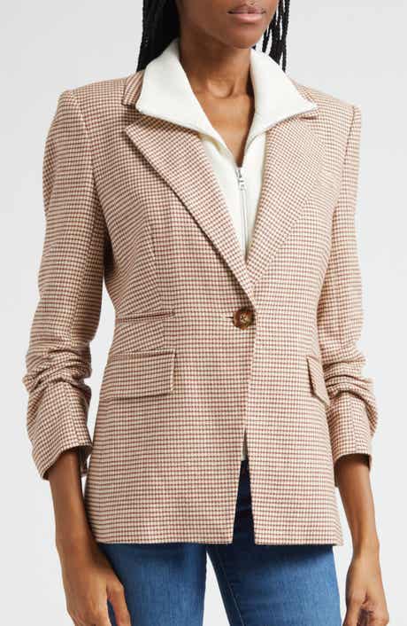 Veronica Beard Battista Houndstooth Check Dickey Jacket