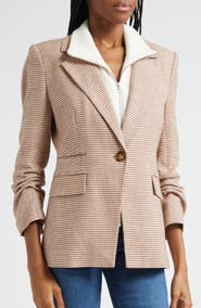 Veronica Beard Battista Houndstooth Check Dickey Jacket