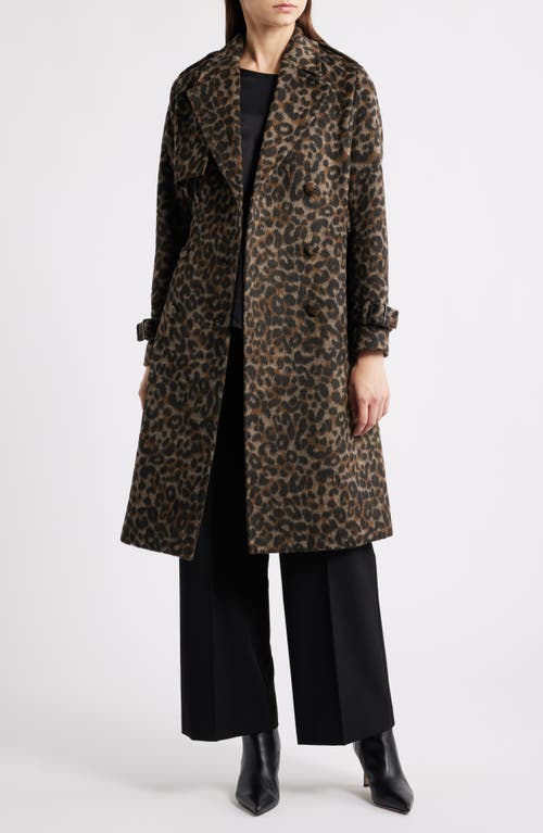 Elie Tahari The Courtney Leopard Print Belted Coat In Multi