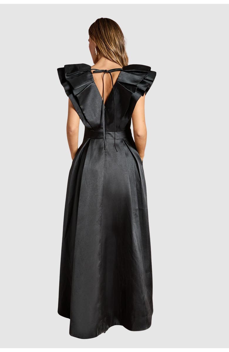 Coast Frill Sleeve V-Neck Midi Dress, Alternate, color, Black