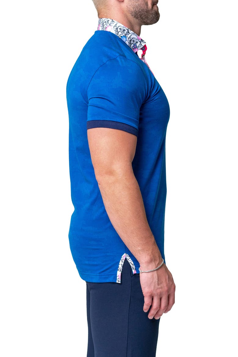 Mozarttazo Blue Jacquard Button-Down Polo, Alternate, color, BLUE