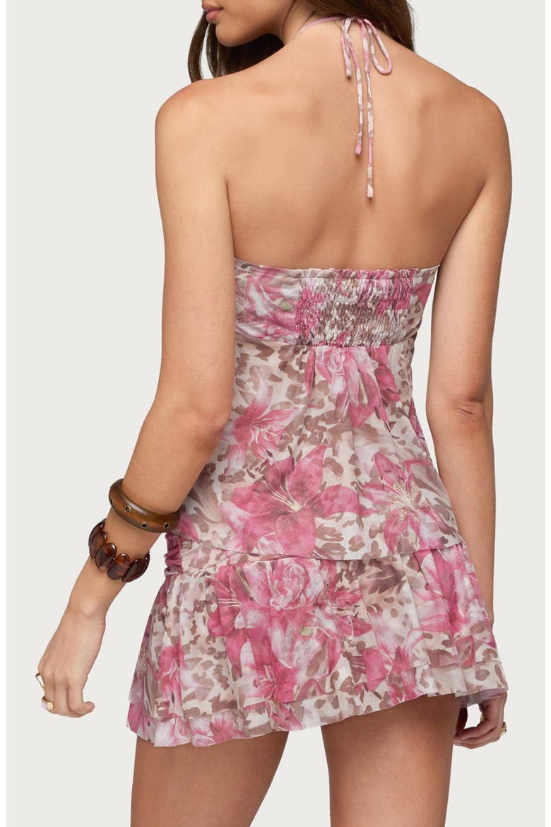 Tessa Floral Print Split Front Halter Top, Alternate, color, MIX