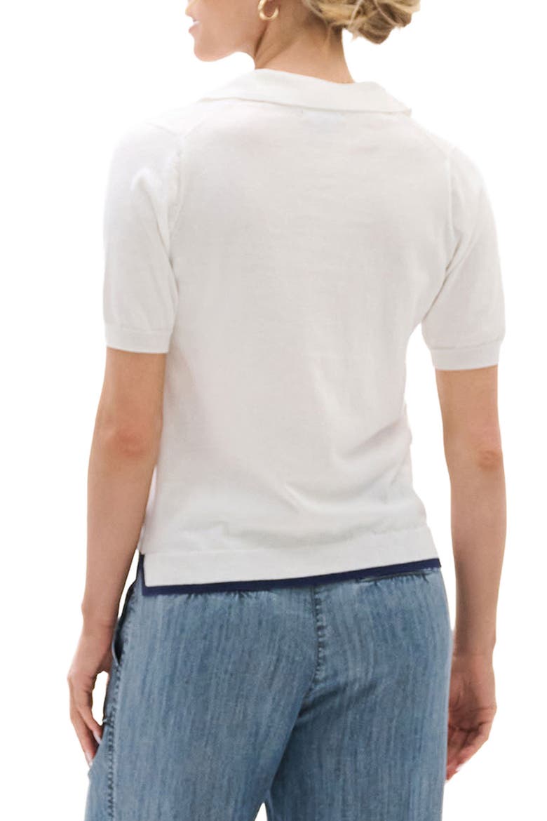 Johnny Collar Short Sleeve Sweater, Alternate, color, WHITE