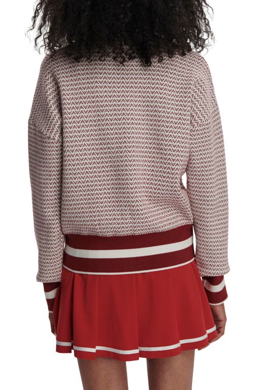 Varley Front-zip Knit Jacket In Red Dahlia/white