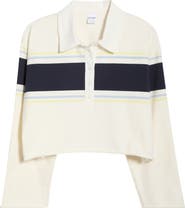 Re/Done Stripe Cotton Crop Rugby Polo