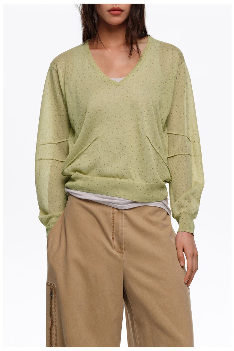Mini Dots Straight Sweater, Main, color, DOTS MINI OLIVE