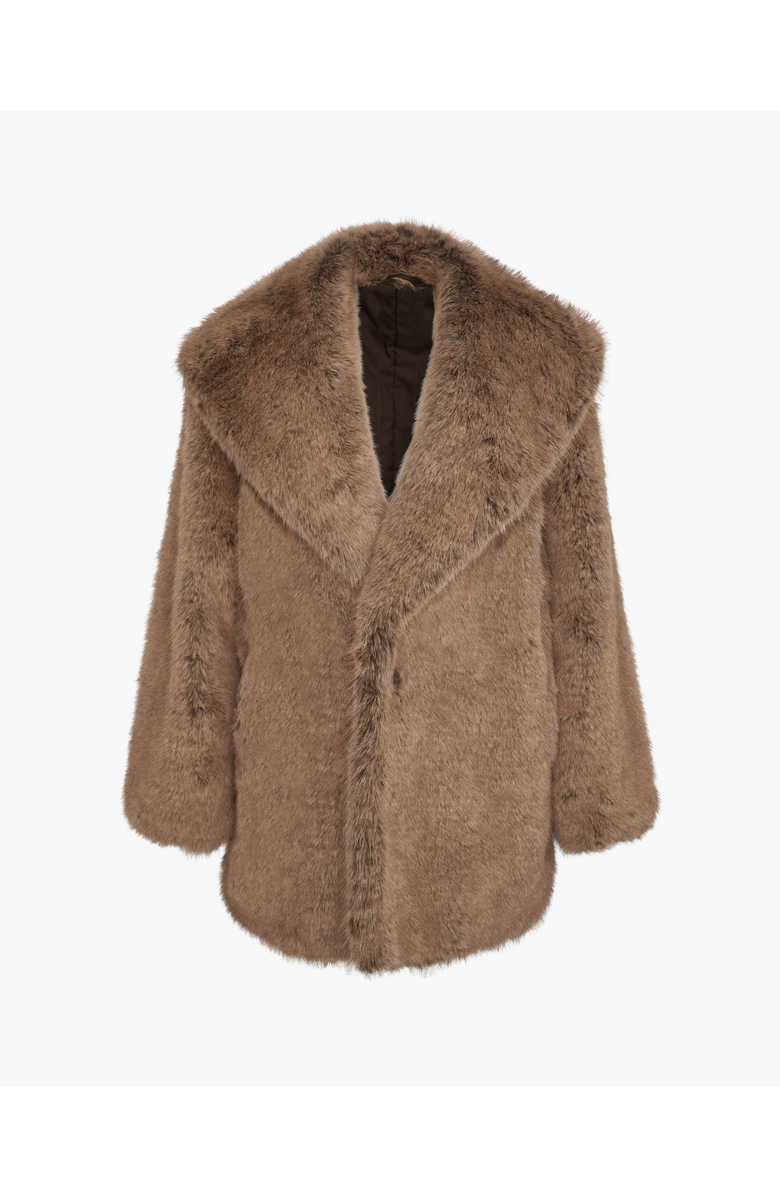 WeWoreWhat Shawl Collar Faux Fur Jacket, Alternate, color, Brown Multi