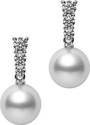 Mikimoto Morning Dew Diamond & Akoya Pearl Drop Earrings