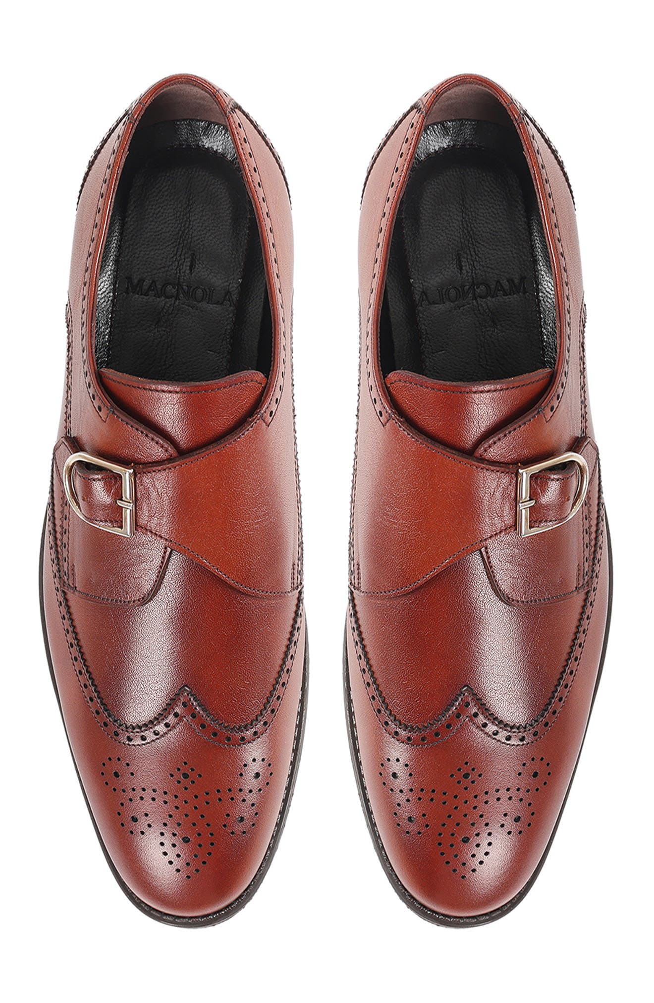 Oregon Wingtip Monk Strap Shoe, Alternate, color, COGNAC