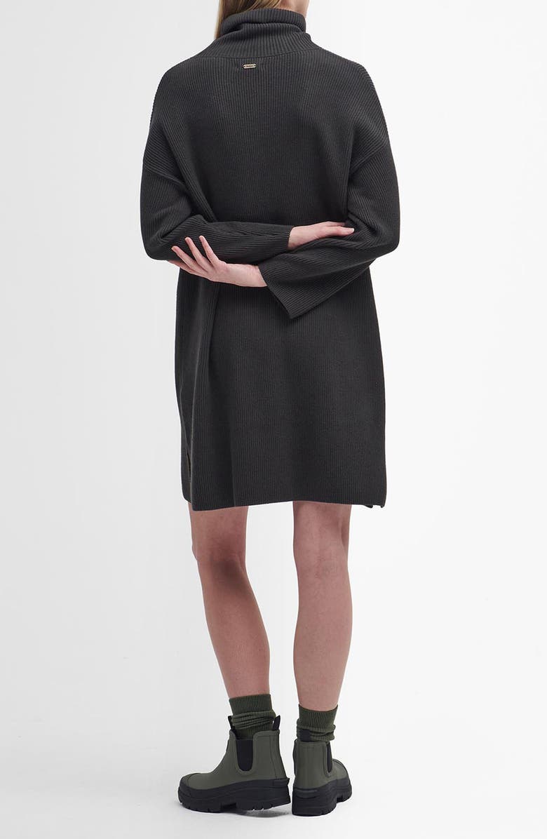 Barbour Long Sleeve Cotton Blend Rib Turtleneck Sweater Dress, Alternate, color, Olive Green