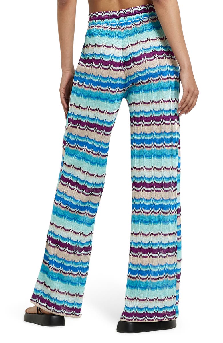 River Island Zigzag Knit Wide Leg Beach Trousers, Alternate, color, 