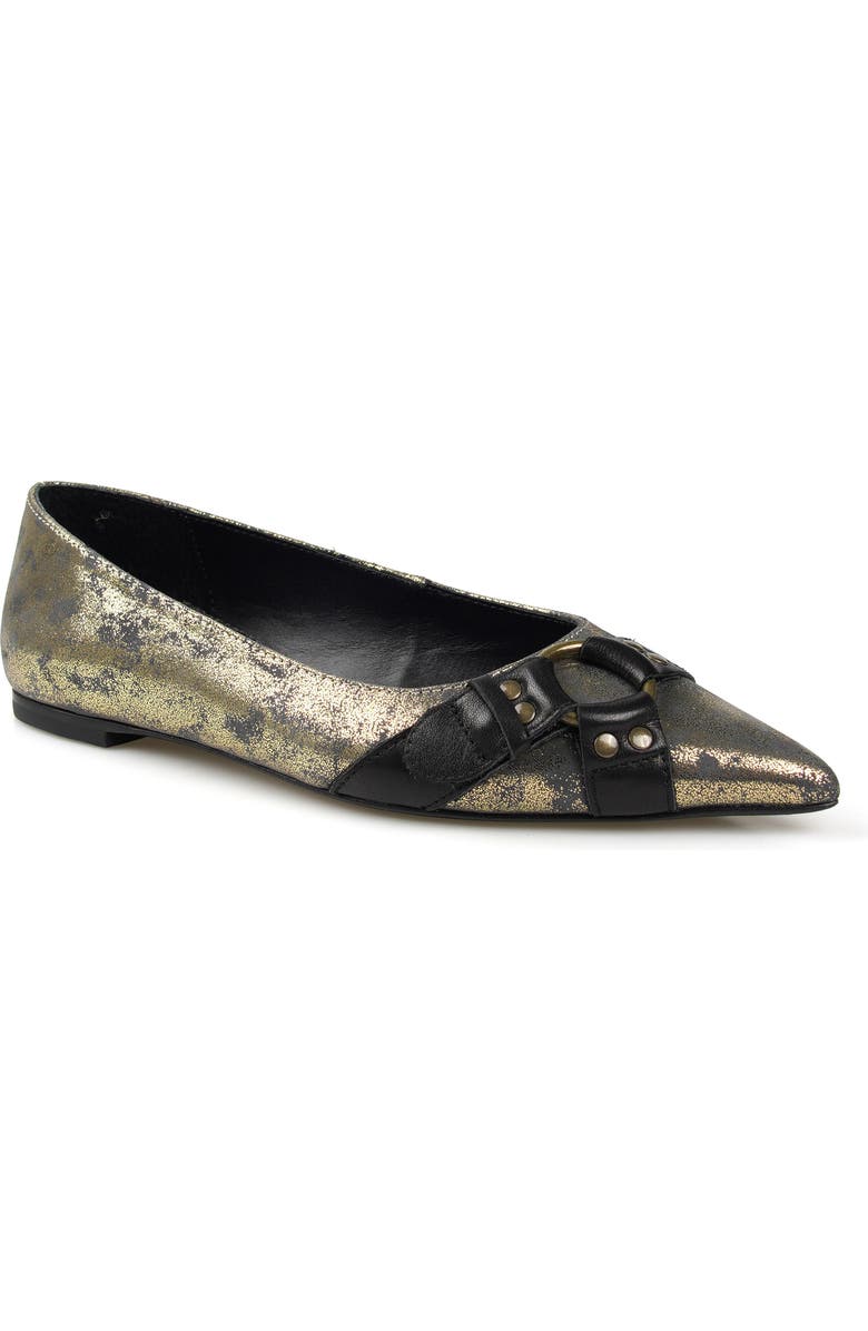 ZIGI Hilo Pointed Toe Flat, Main, color, Gold Leather
