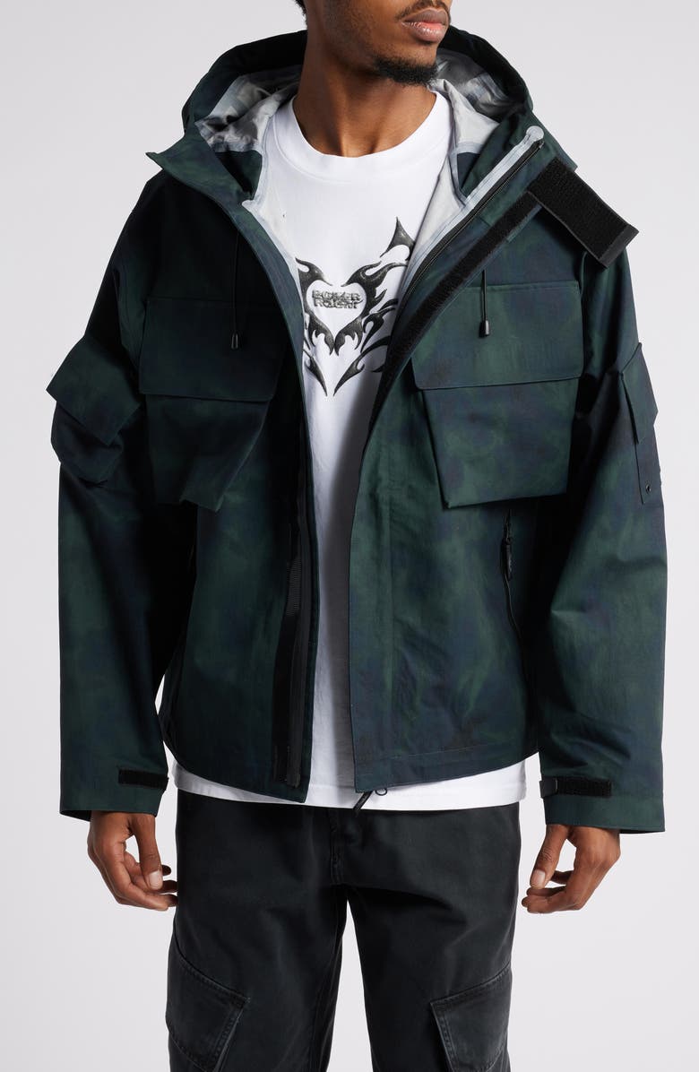 BOILER ROOM Tie Dye Water Repellent Hooded Jacket, Main, color,