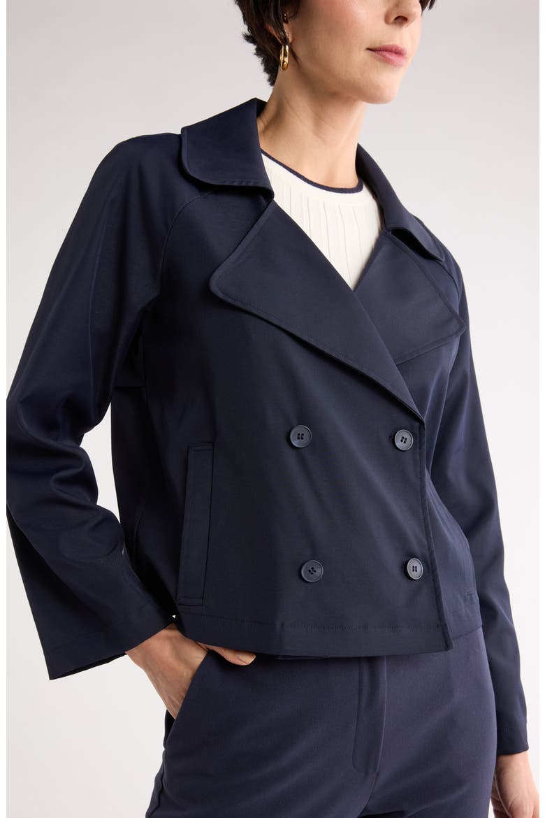 Double Breasted Crop Trench Coat, Alternate, color, NAVY NIGHT