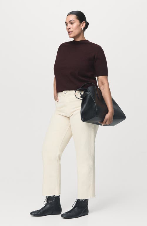 Mango Short Sleeve Sweater In Burgundy