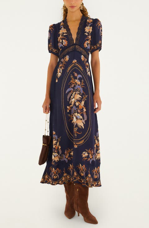 Lara Print Lace Trim Maxi Dress