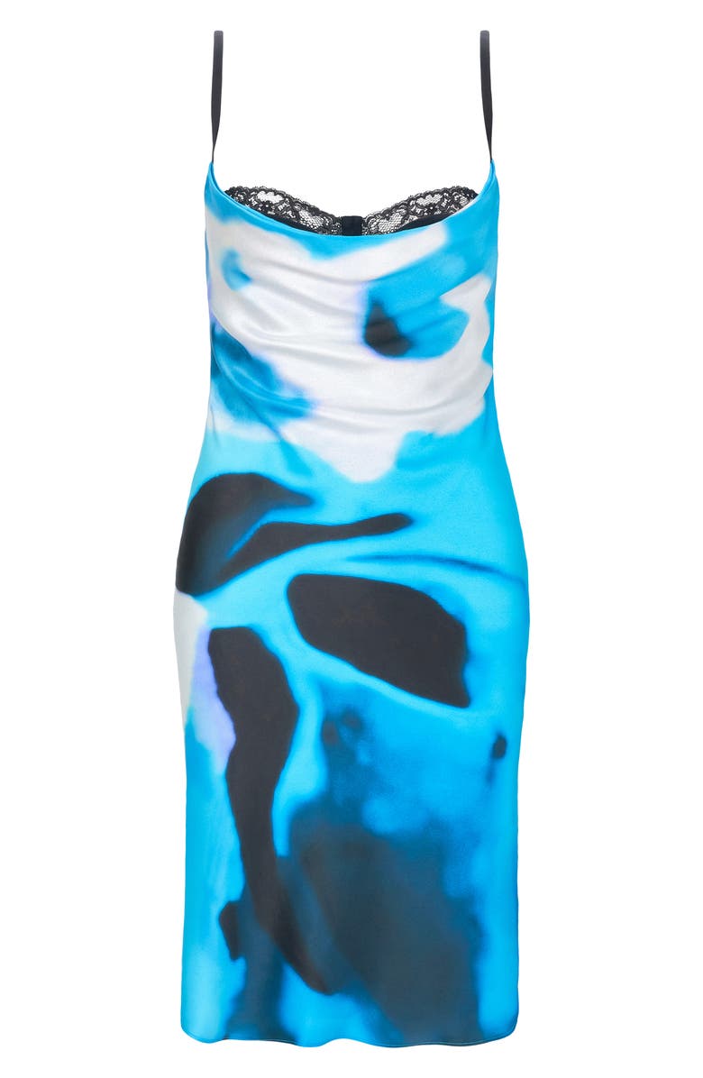 STAUD Evangeline Abstract Print Stretch Silk Slipdress, Alternate, color, Blue Haze