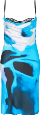 STAUD Evangeline Abstract Print Stretch Silk Slipdress