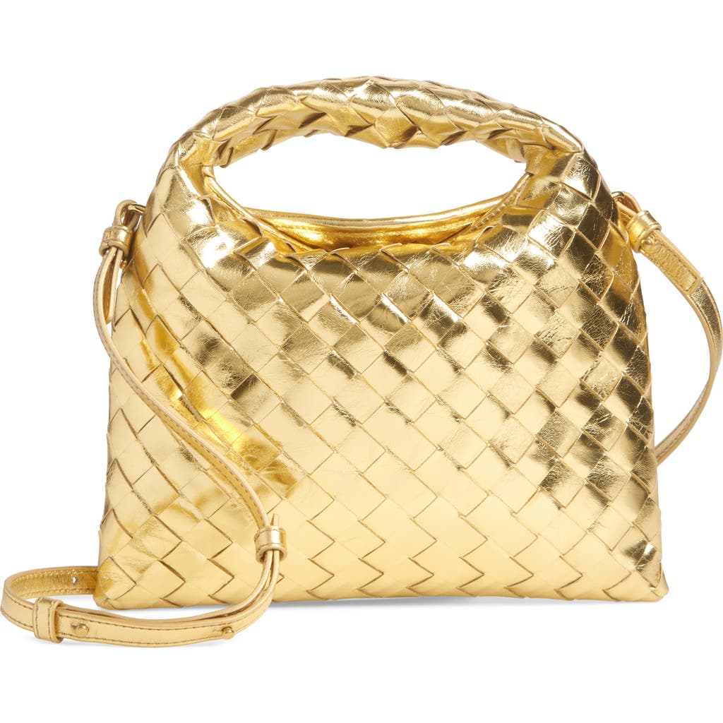 Bottega Veneta Mini Hop Handbag In 8922 Gold/muse Brass